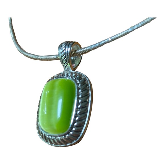 Vtg Lime Green cabochons Choker Necklace and earrings set Silvertone - Picture 5 of 12